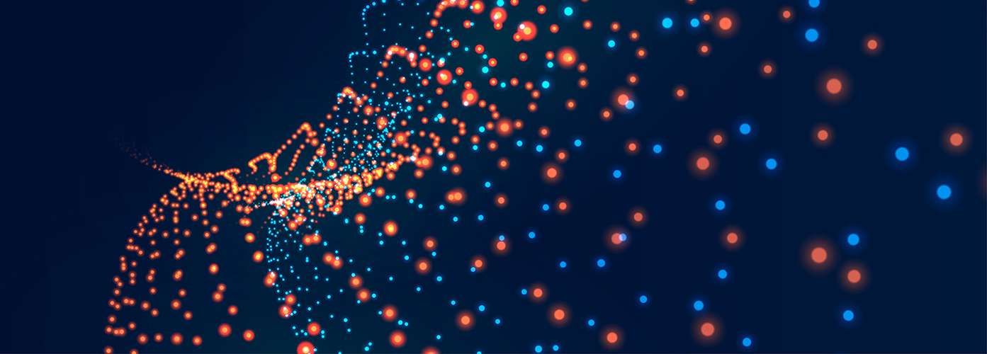 digital flowing particle wave technology header