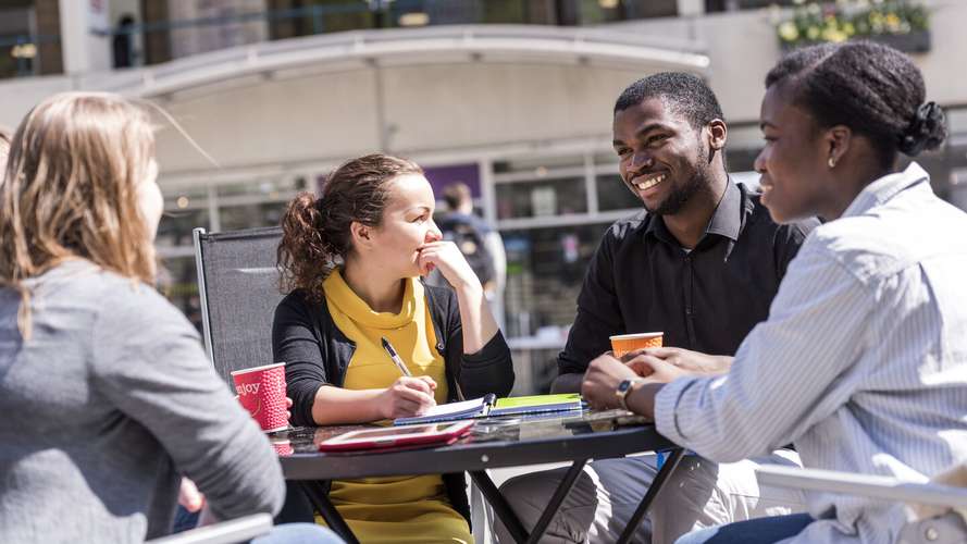 UEA students on campus in The Square