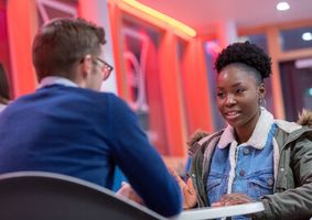 Student talking to adviser
