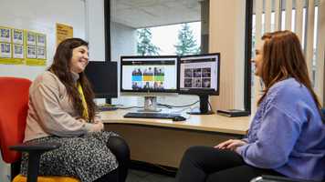 Student talking to adviser