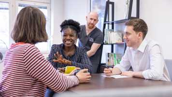 Nursing students working together during a learning session
