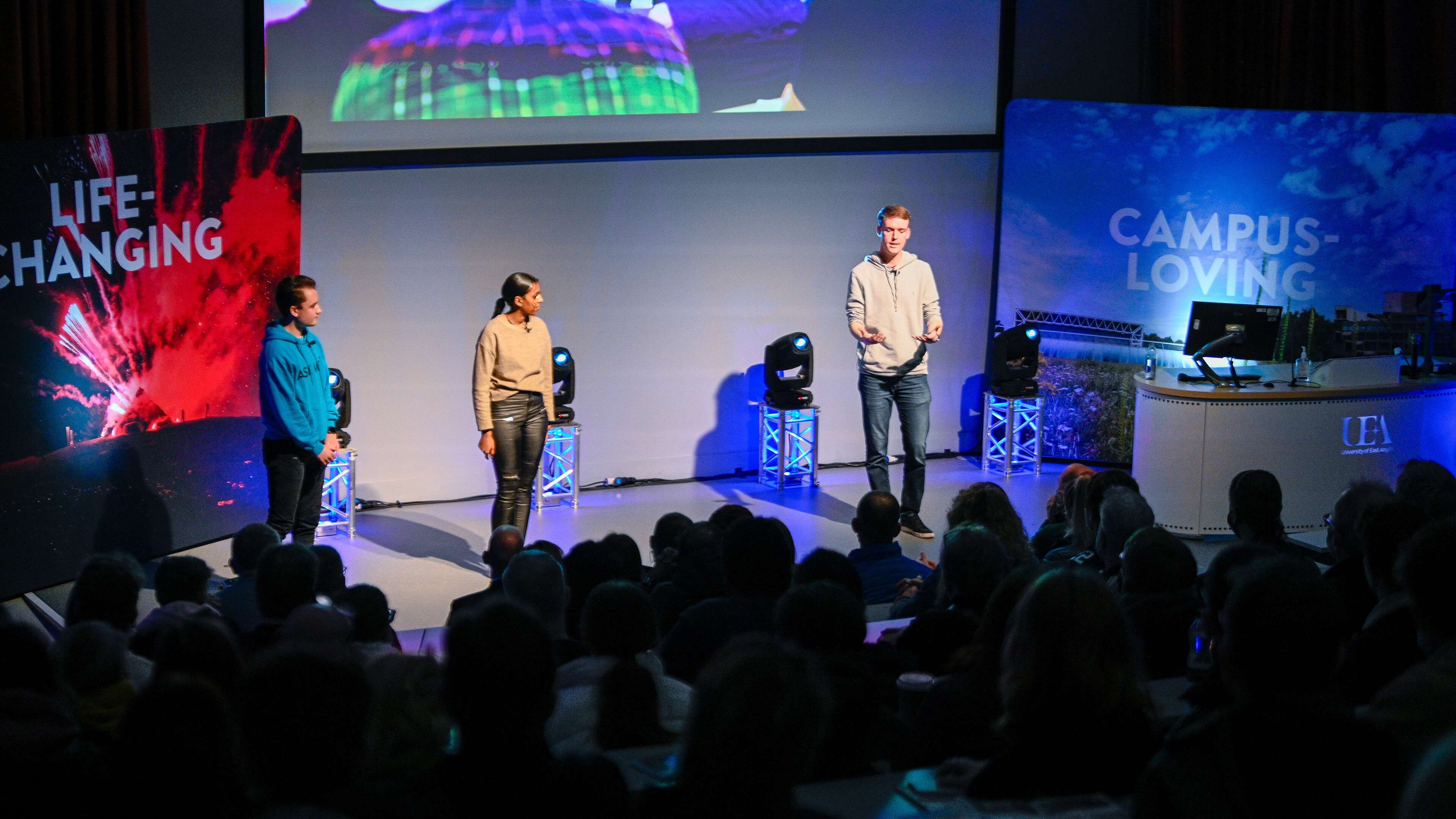 Students delivering talk at Open Day