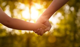 A close up of two hands holding. One hand is a child's and the other seems to be an adult's.