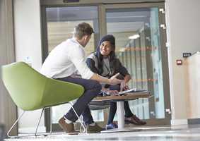 research student talking to supervisor
