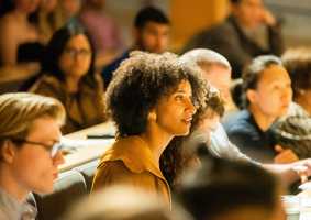 Woman at UEA Change Makers lecture