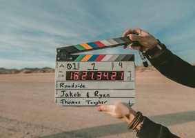Clapperboard at the beach