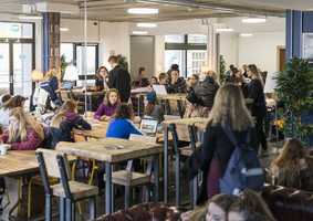 students at unio cafe
