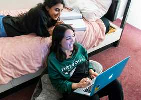 Student using a laptop