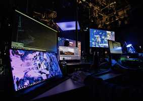 Bright Screens in a dark studio