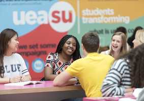 students talking in the Hive