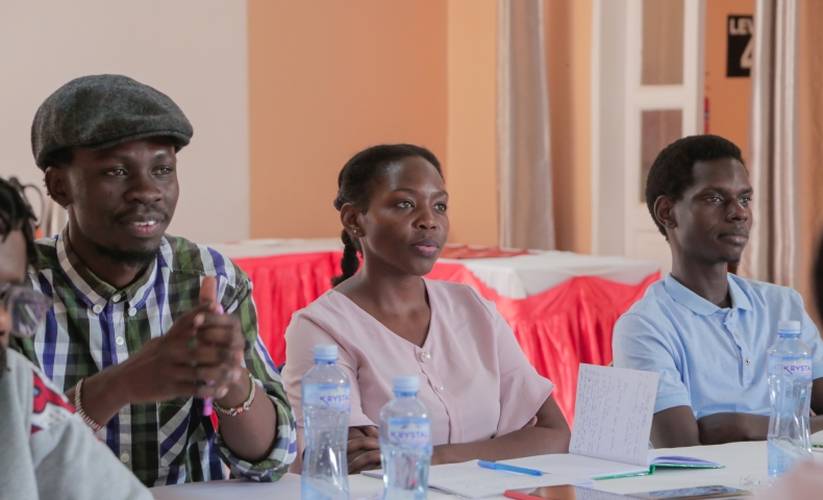 Emerging writers participating in workshop