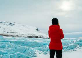 woman on glacier